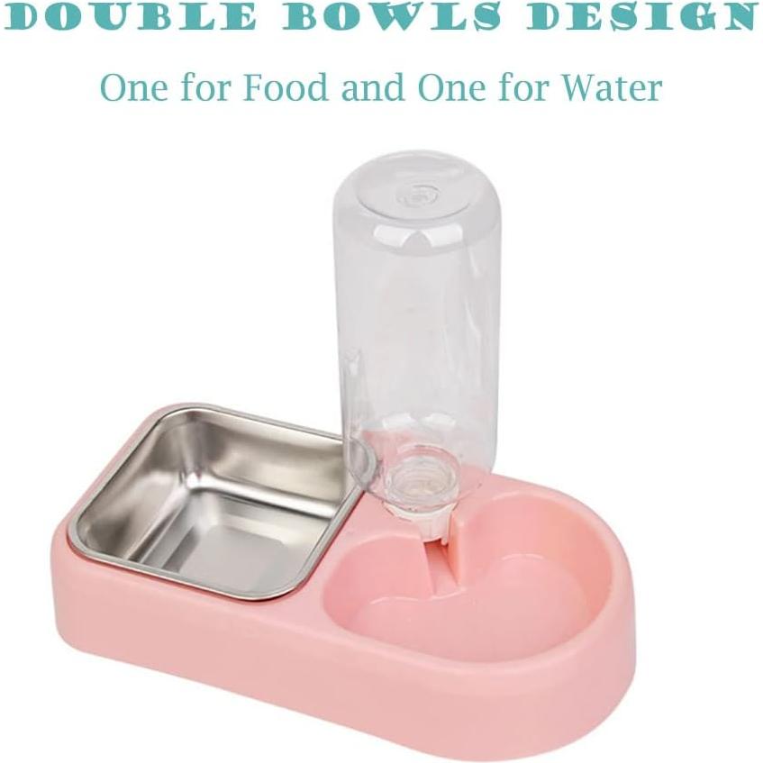 Conjunto Alimentador Automático 2 en 1 para Mascotas Rosa