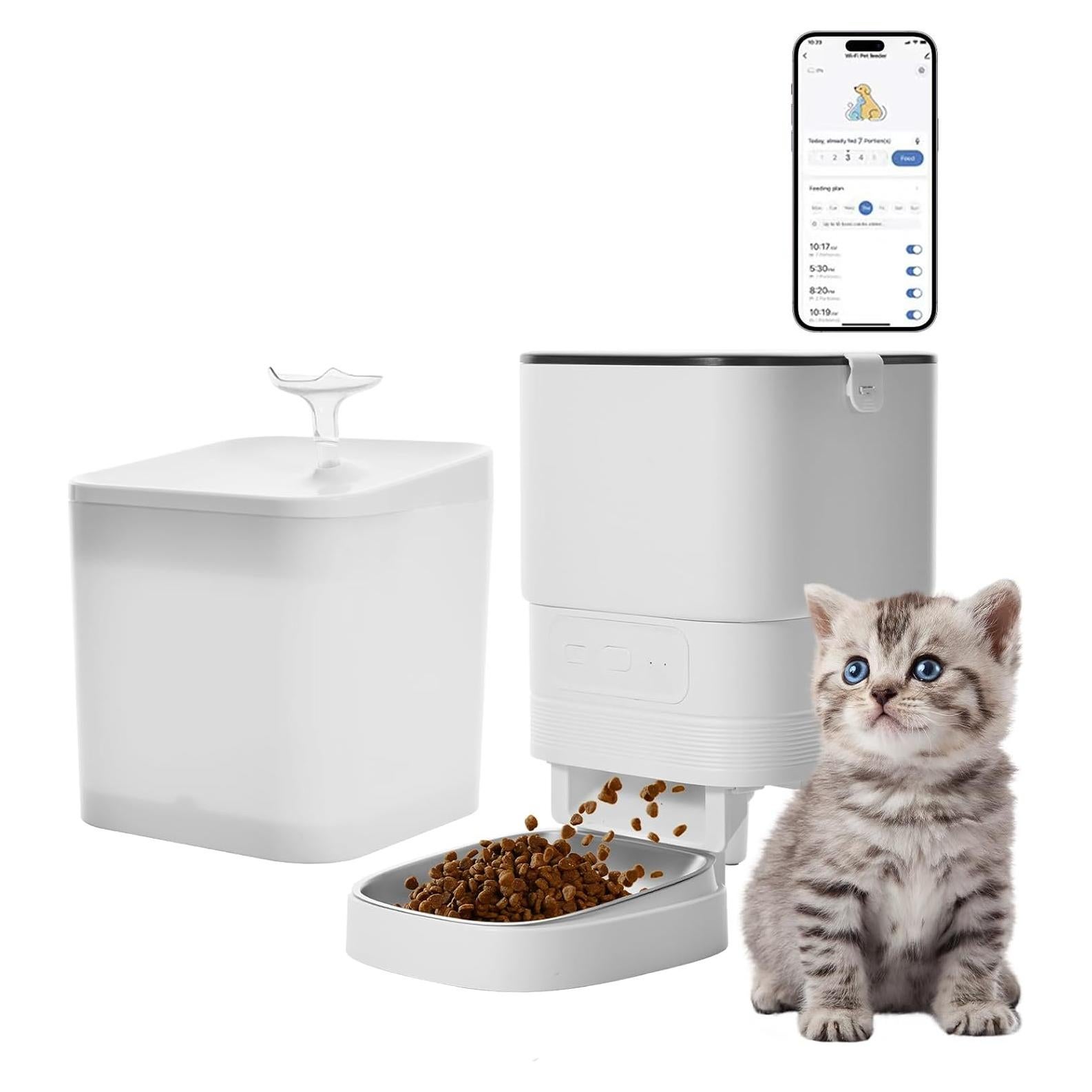 Comedero automático y fuente de agua para gatos Junbec-Pet 4L