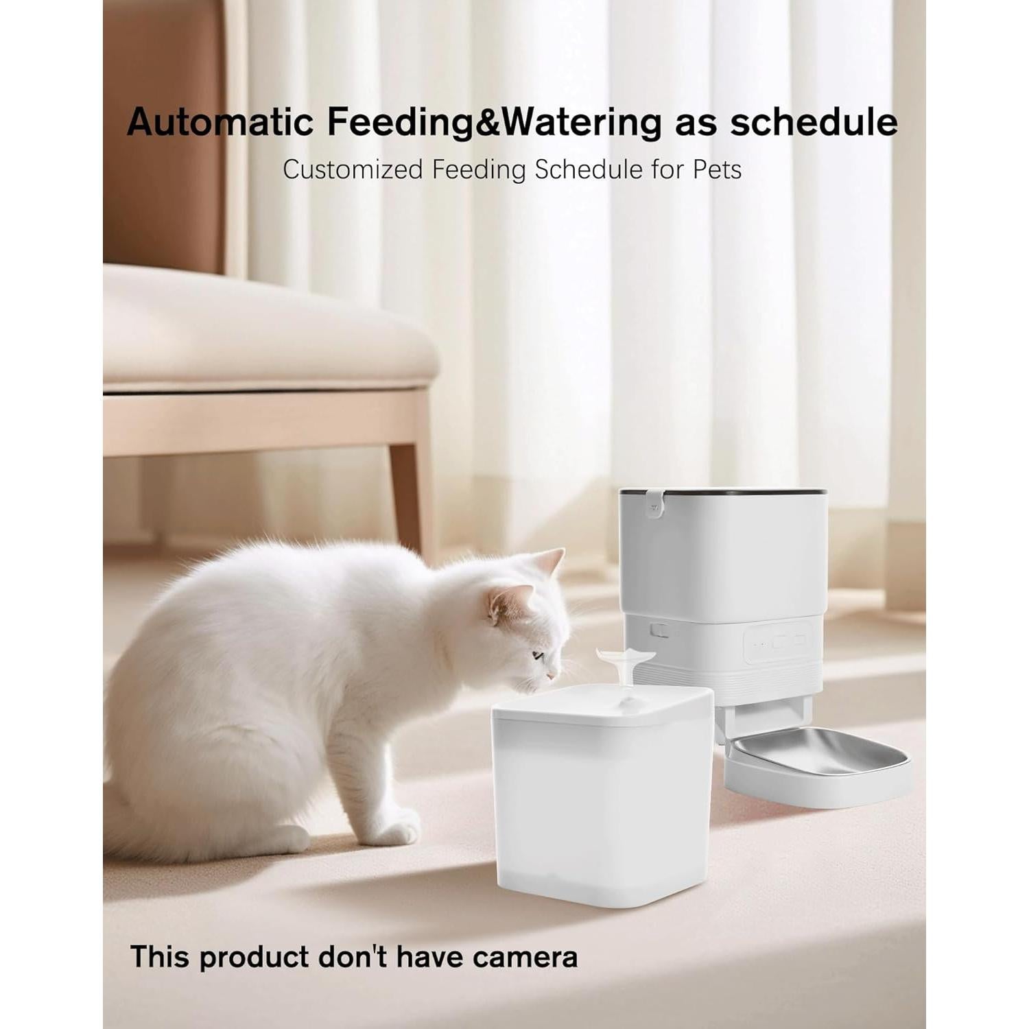 Comedero automático y fuente de agua para gatos Junbec-Pet 4L
