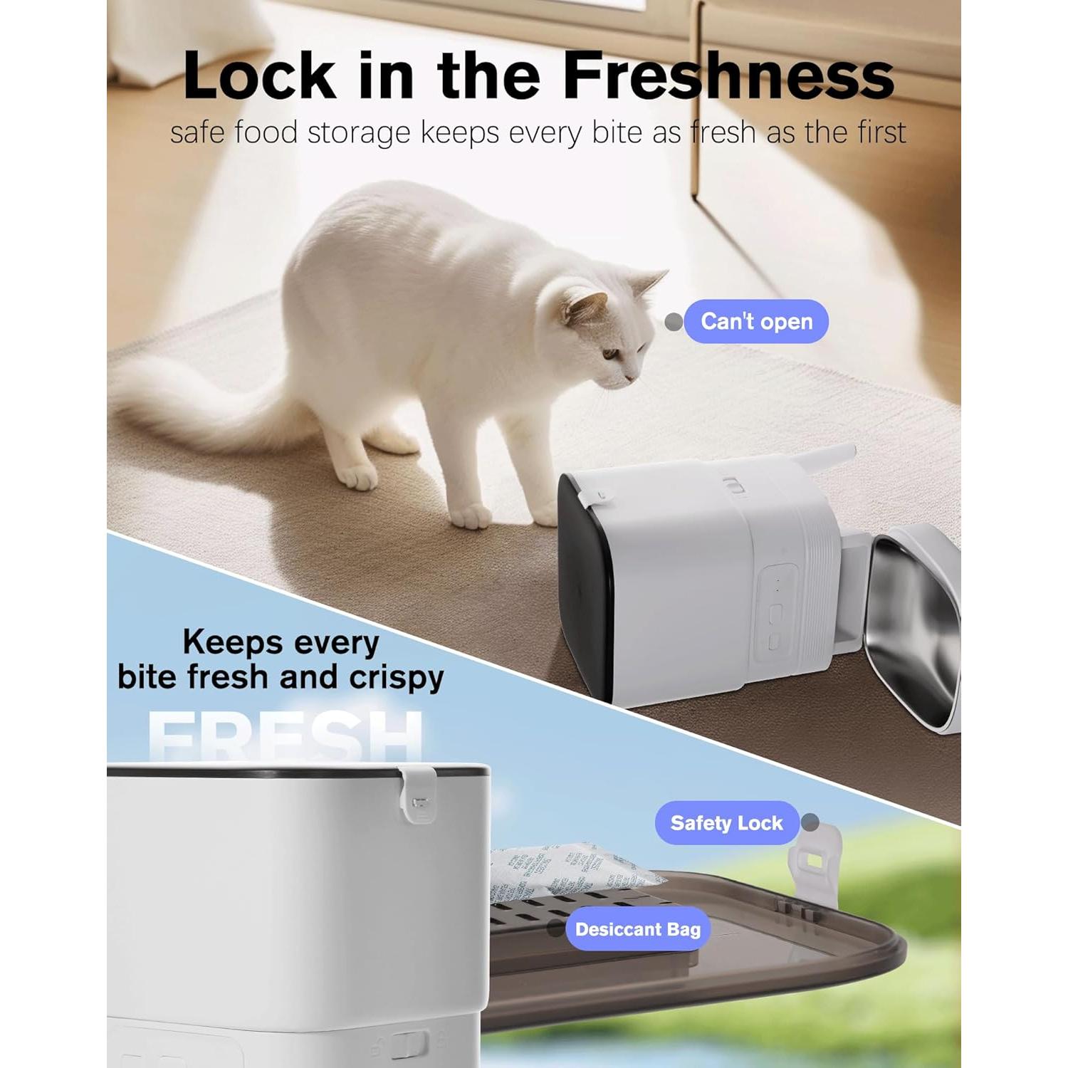 Comedero automático y fuente de agua para gatos Junbec-Pet 4L