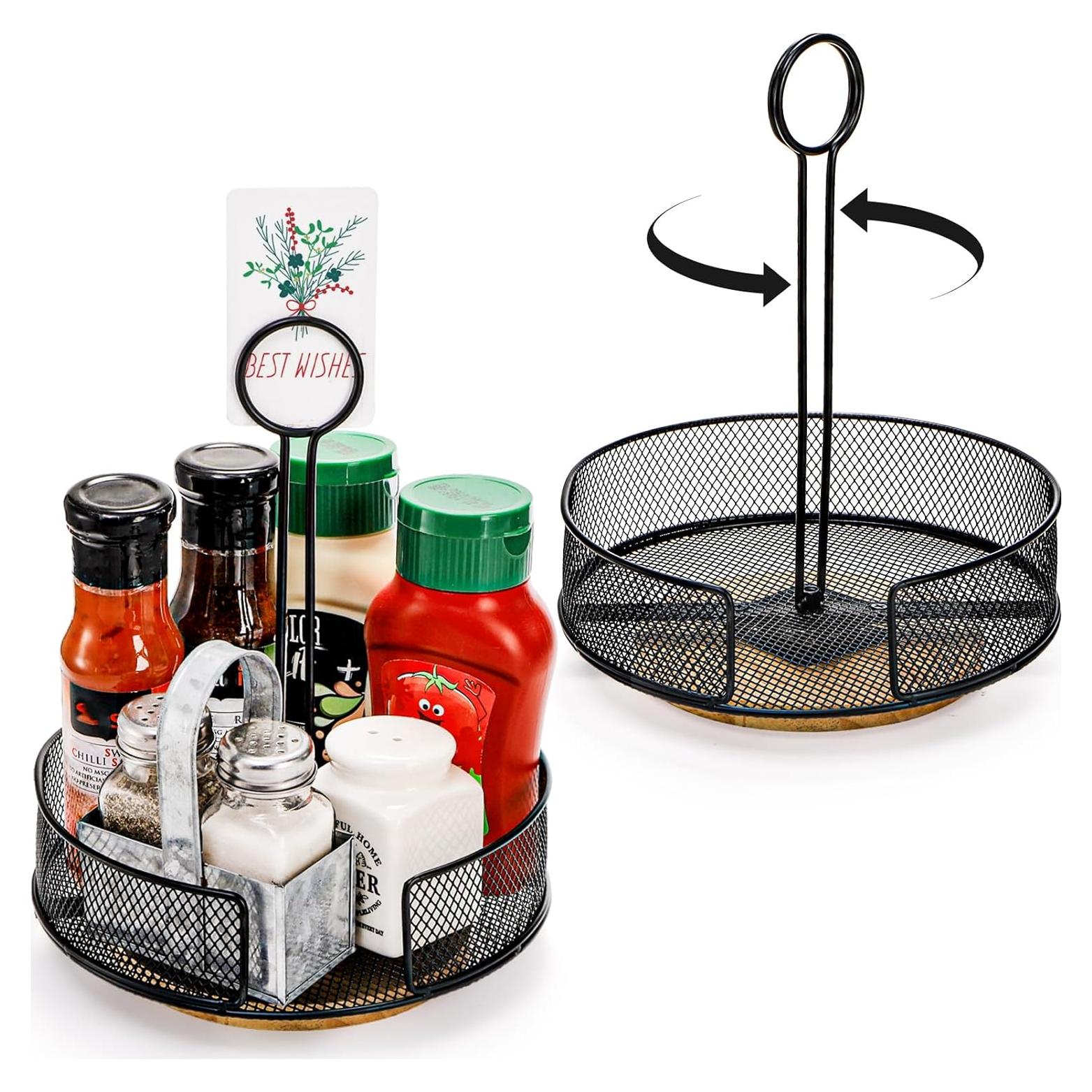 Caddy de Condimentos Giratorio Yesland 2 Piezas 19.7 cm Negro