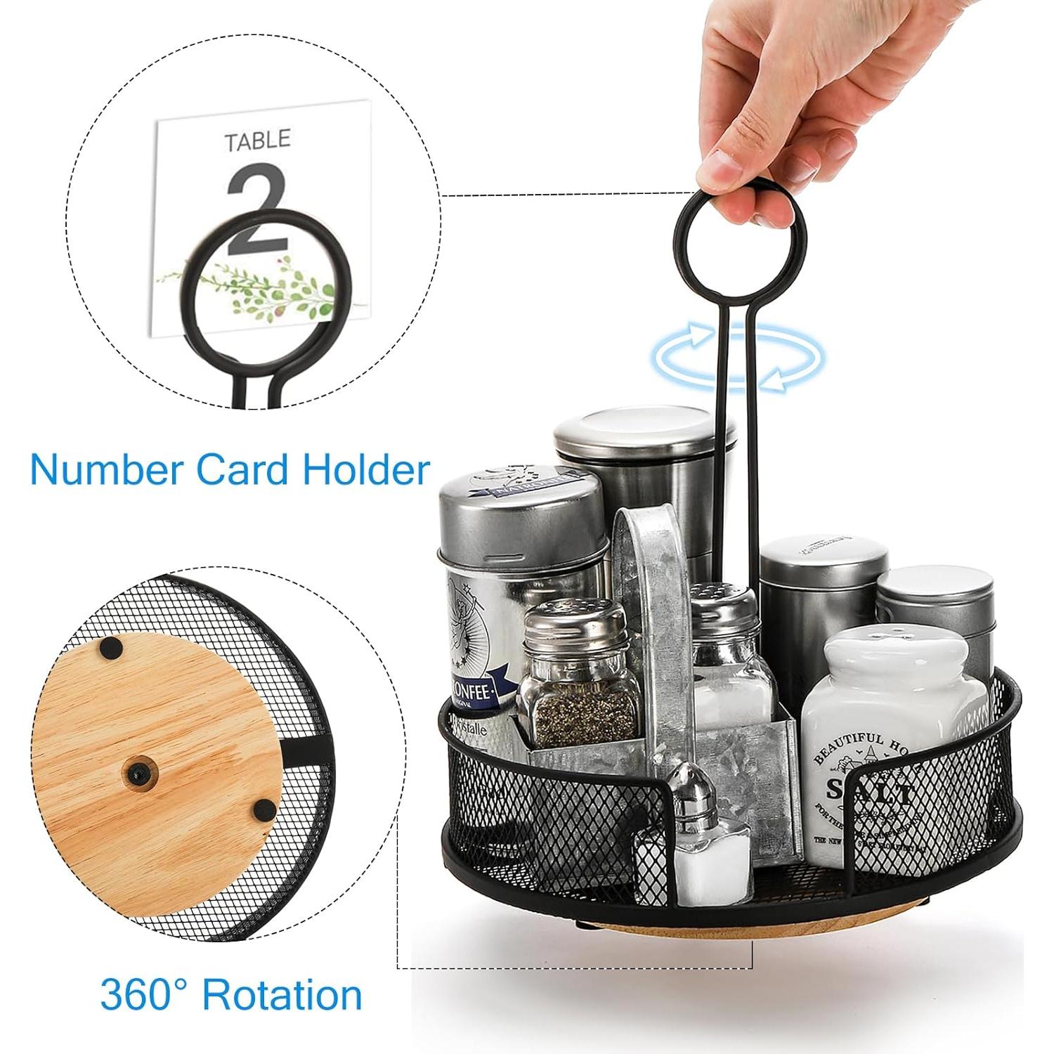 Caddy de Condimentos Giratorio Yesland 2 Piezas 19.7 cm Negro