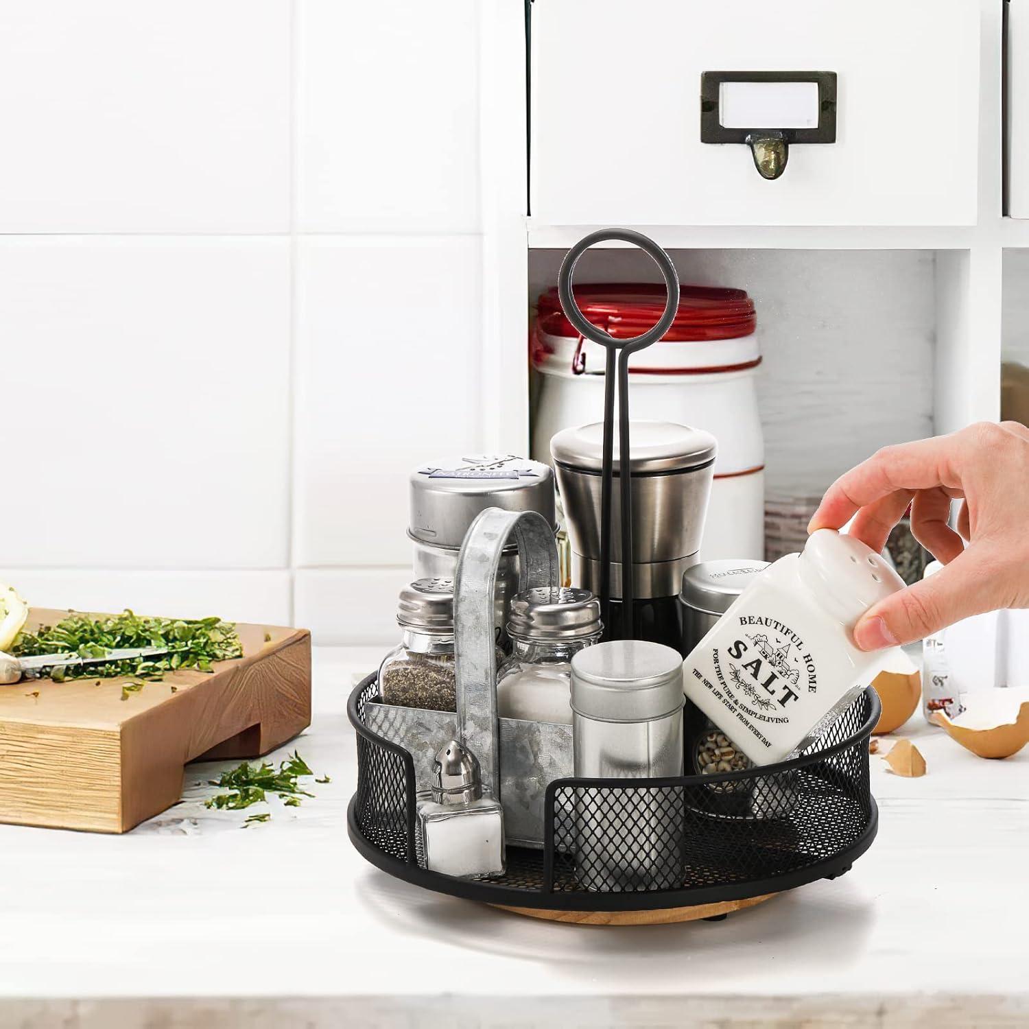 Caddy de Condimentos Giratorio Yesland 2 Piezas 19.7 cm Negro