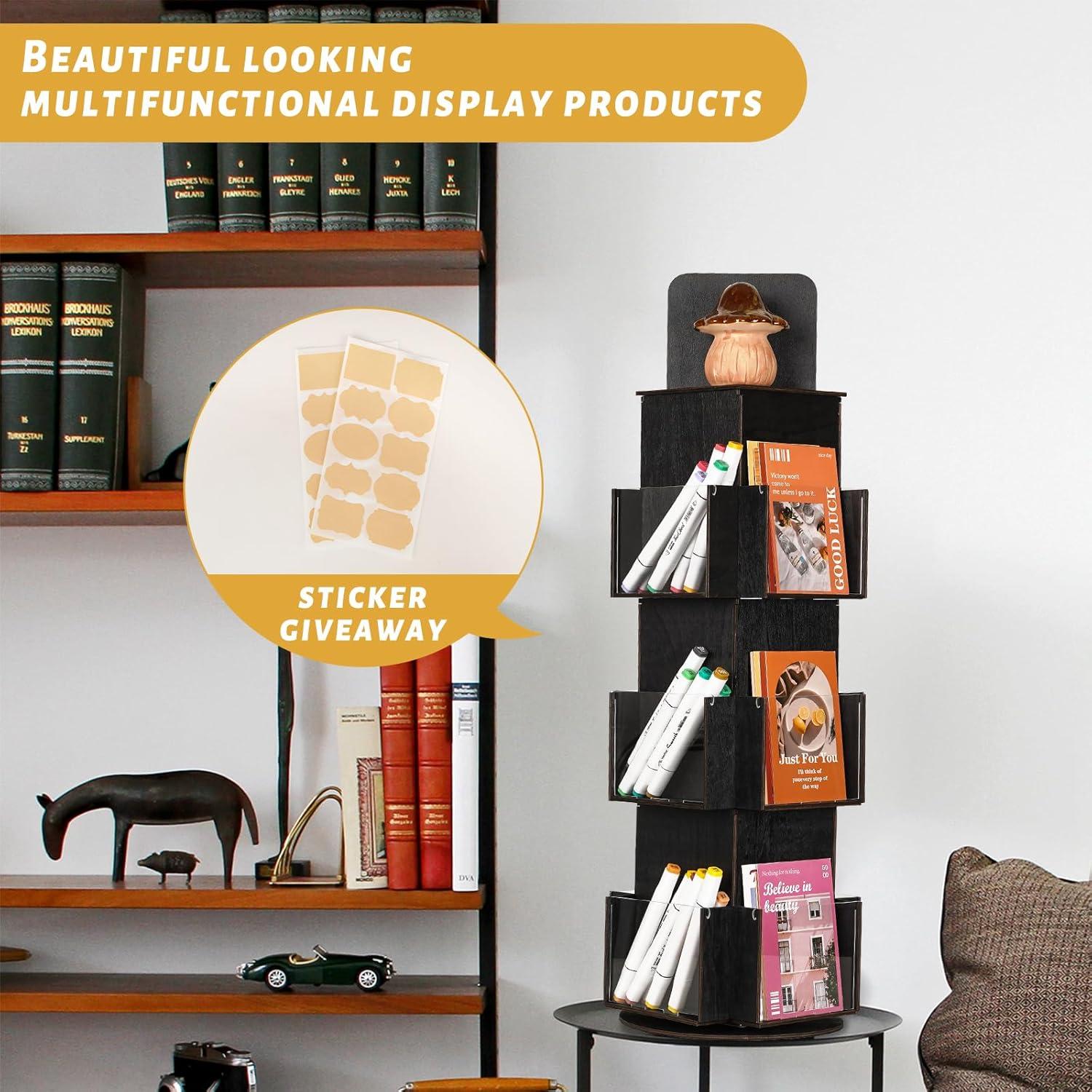 Soporte de Exhibición Rotativo Natheeph 3 Niveles Ébano