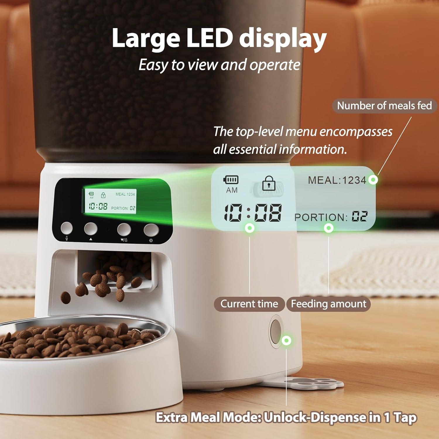 Dispensador Automático de Comida 4L Petrice para Gatos y Perros