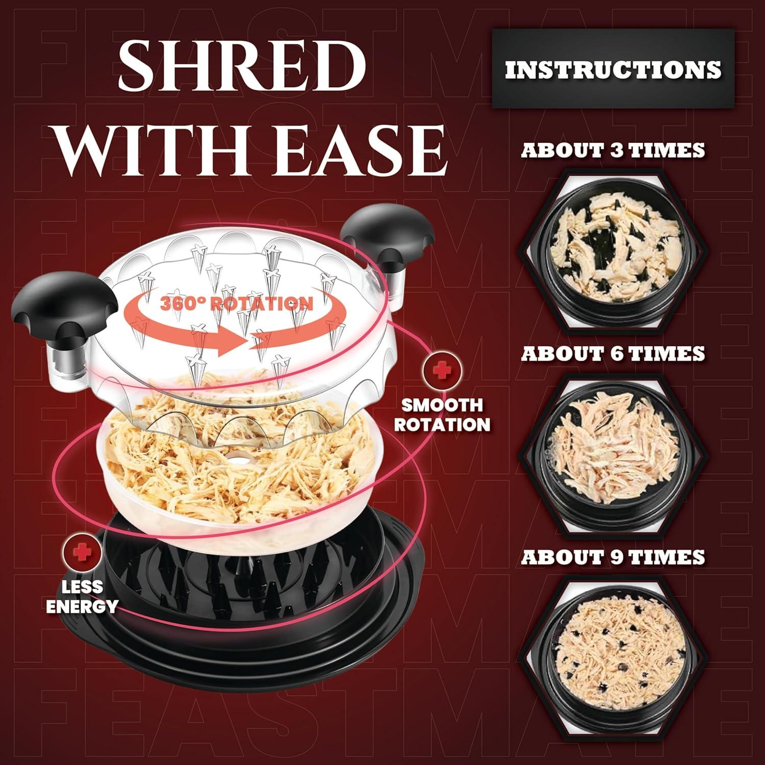 Herramienta Desmenuzadora de Pollo FeastMate 25.4 cm con Accesorios