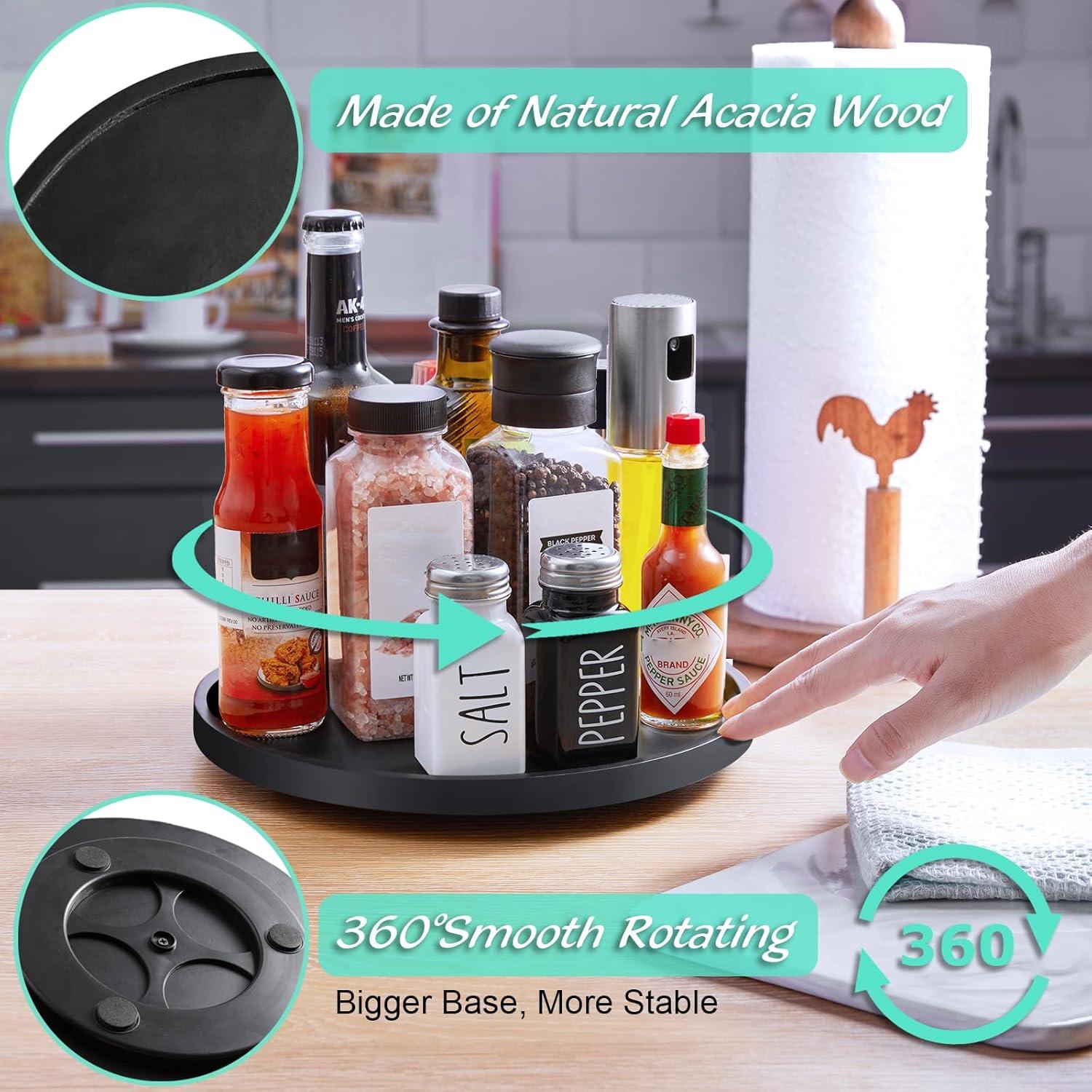 Organizador giratorio de madera Bivvclaz 25.4 cm negro