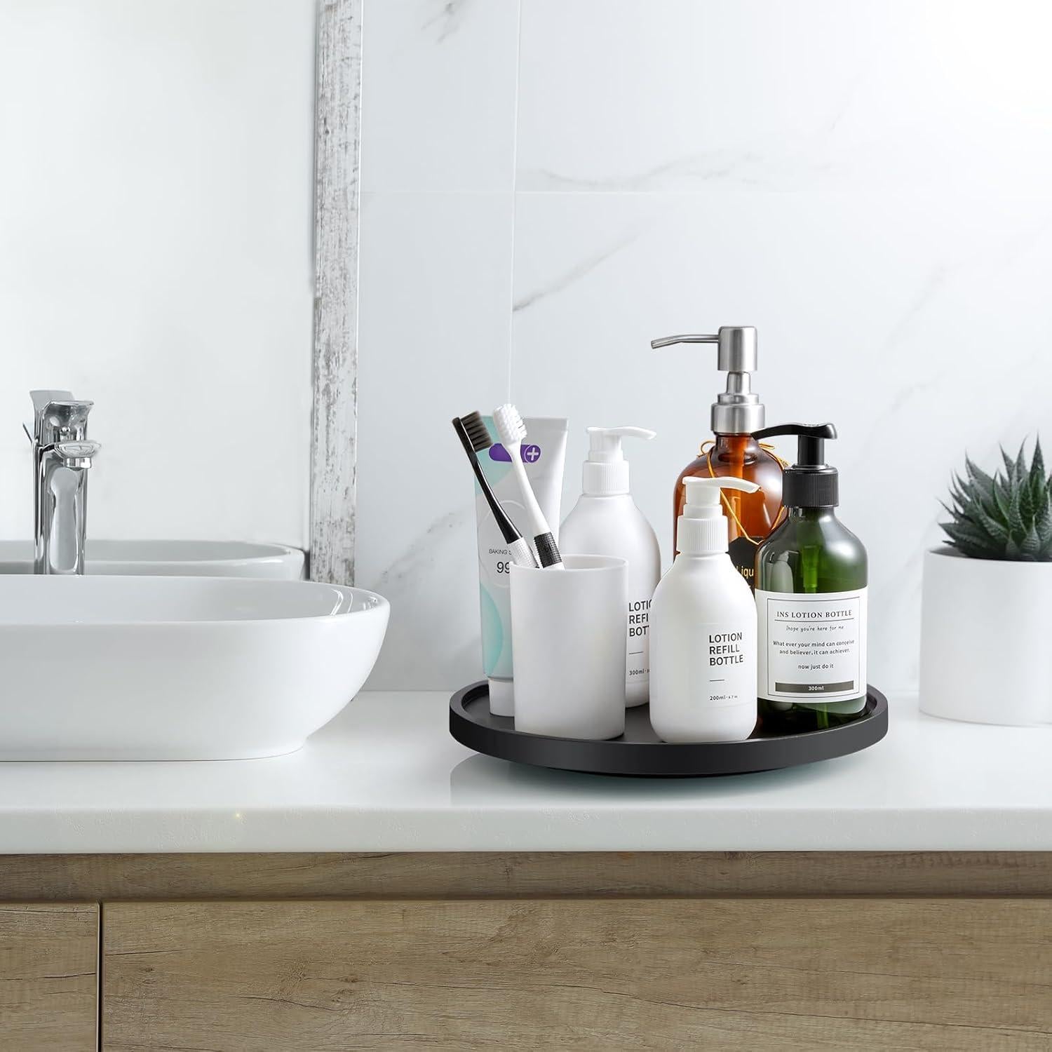 Organizador giratorio de madera Bivvclaz 25.4 cm negro