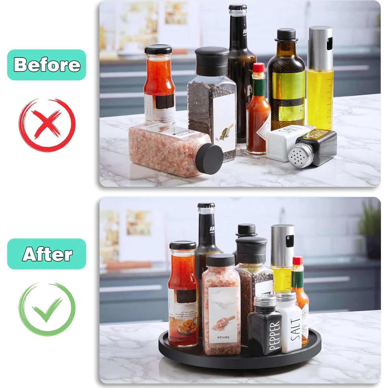 Organizador giratorio de madera Bivvclaz 25.4 cm negro