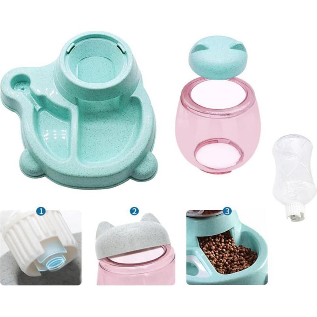 Comedero Automático para Mascotas Mltao 2 en 1 Verde