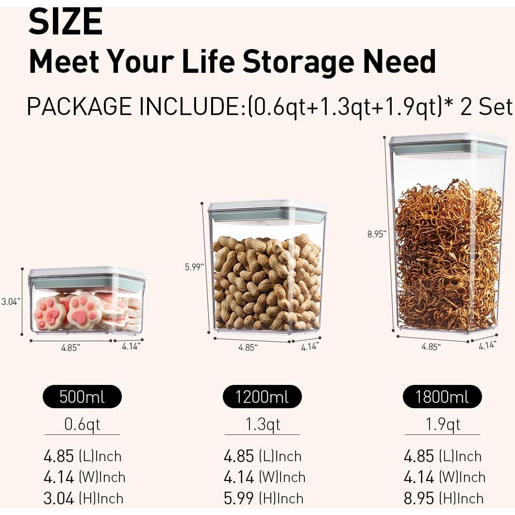 Juego de 6 Contenedores Herméticos de Alimentos EQI 0.57L-1.80L