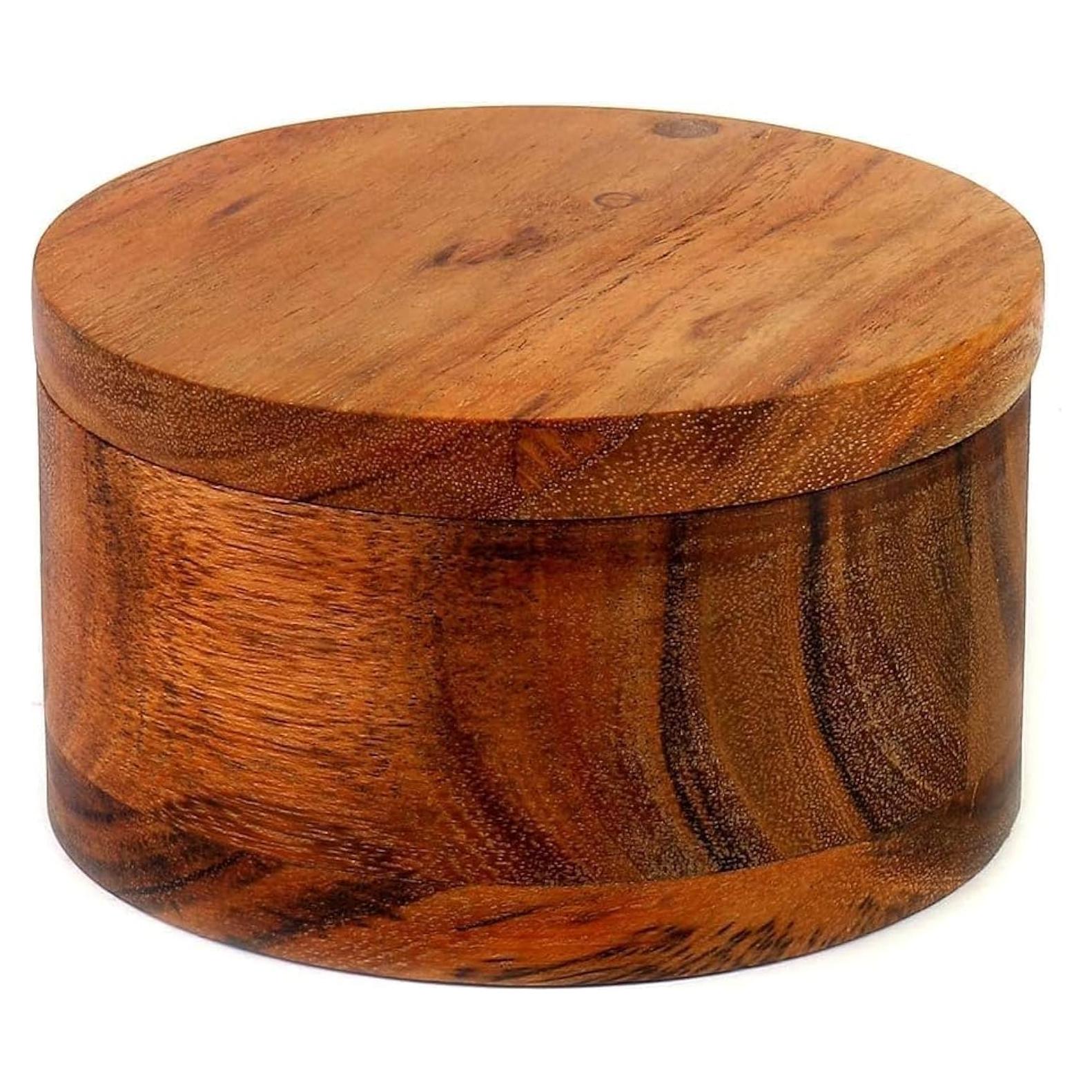 Caja de Especias de Madera de Acacia Kaizen Casa con Tapa Giratoria