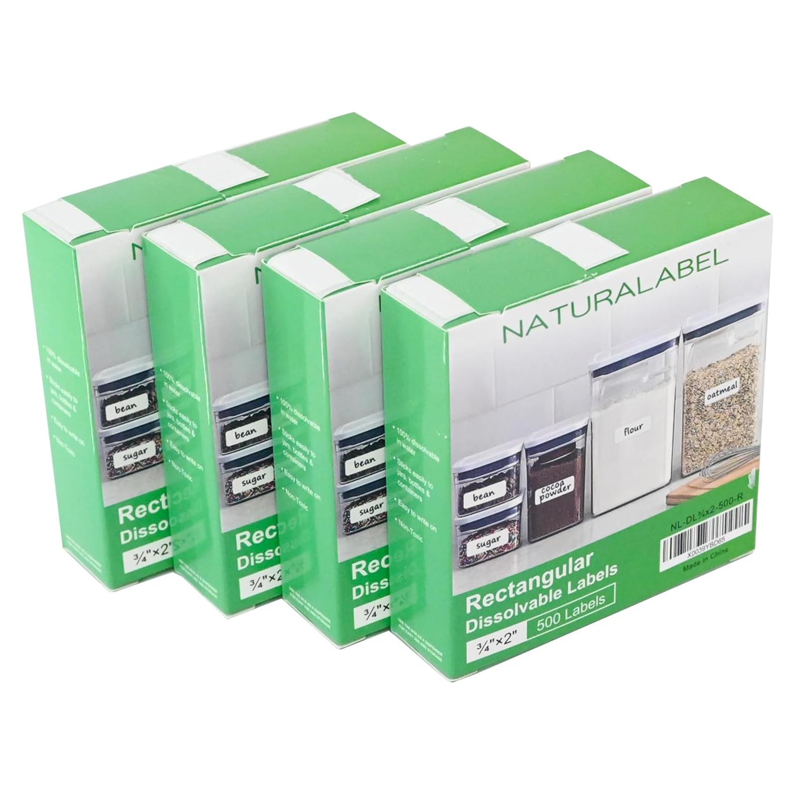 Etiquetas Disolubles NATURALABEL 2000 Pcs 1.9x5.1 cm Blancas