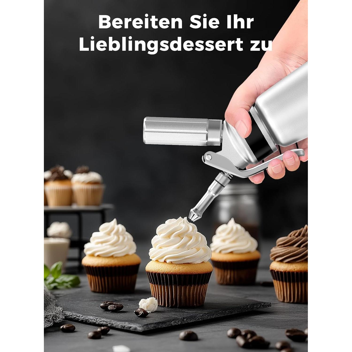 Dispensador de Crema Batida SimCoker 500ml con 3 Boquillas