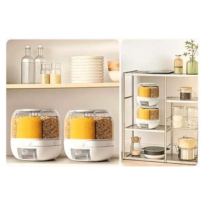 Dispensador de Grano Rotativo 6 Compartimentos 20L