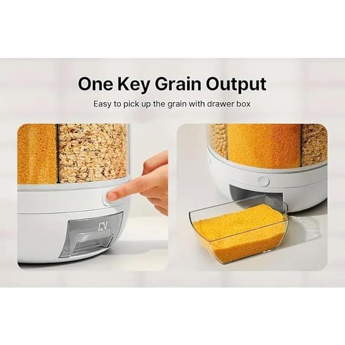 Dispensador de Grano Rotativo 6 Compartimentos 20L
