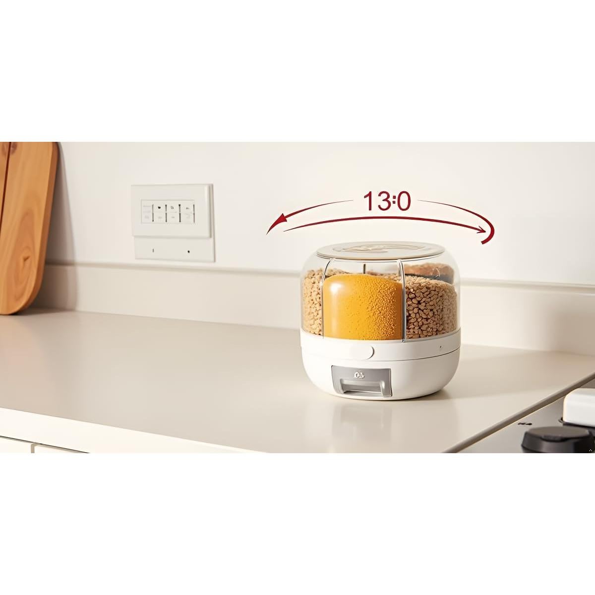 Dispensador de Grano Rotativo 6 Compartimentos 20L