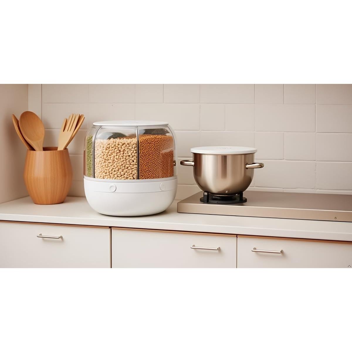 Dispensador de Grano Rotativo 6 Compartimentos 20L