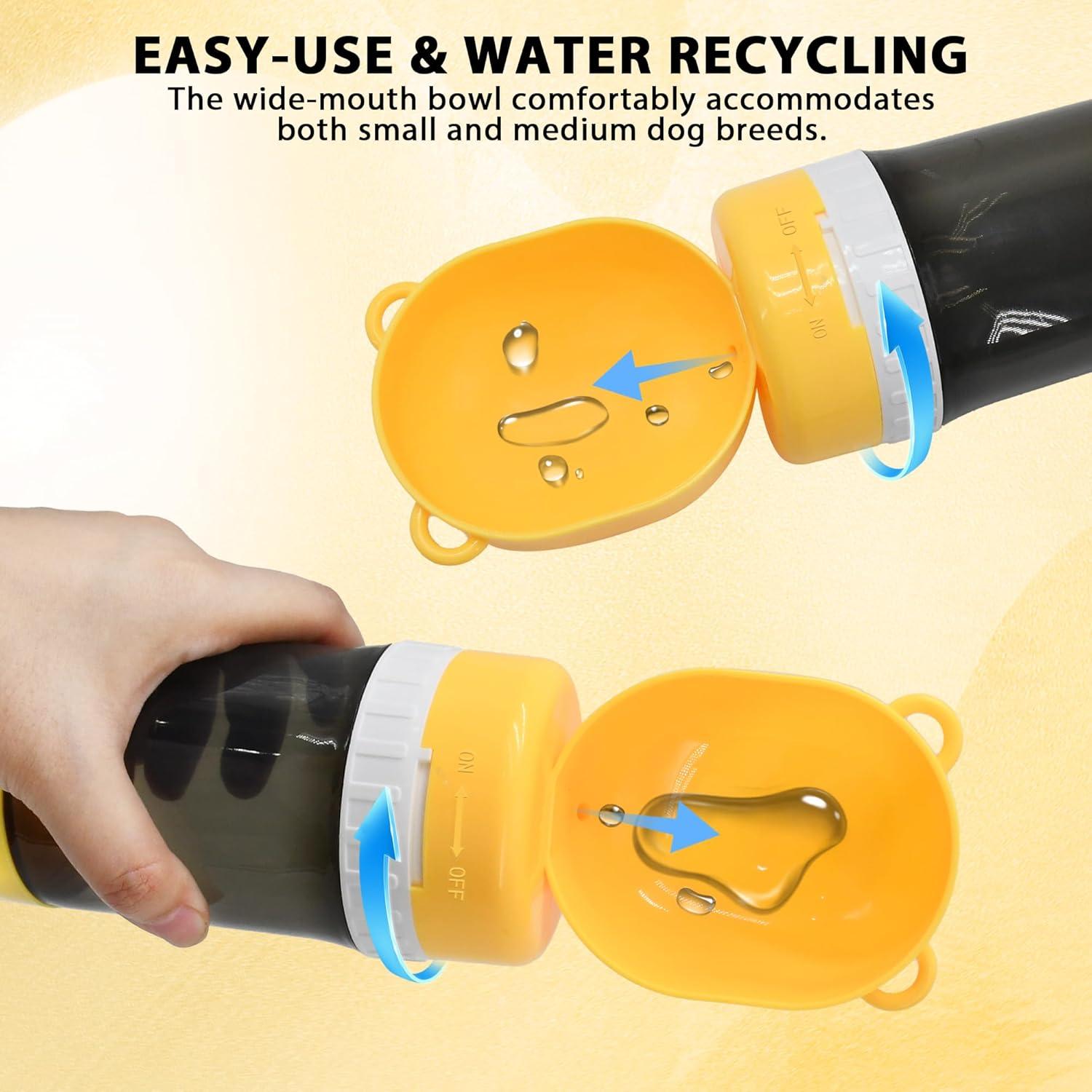 Botella de Agua y Comida para Mascotas PawSailor 2 en 1 Amarillo