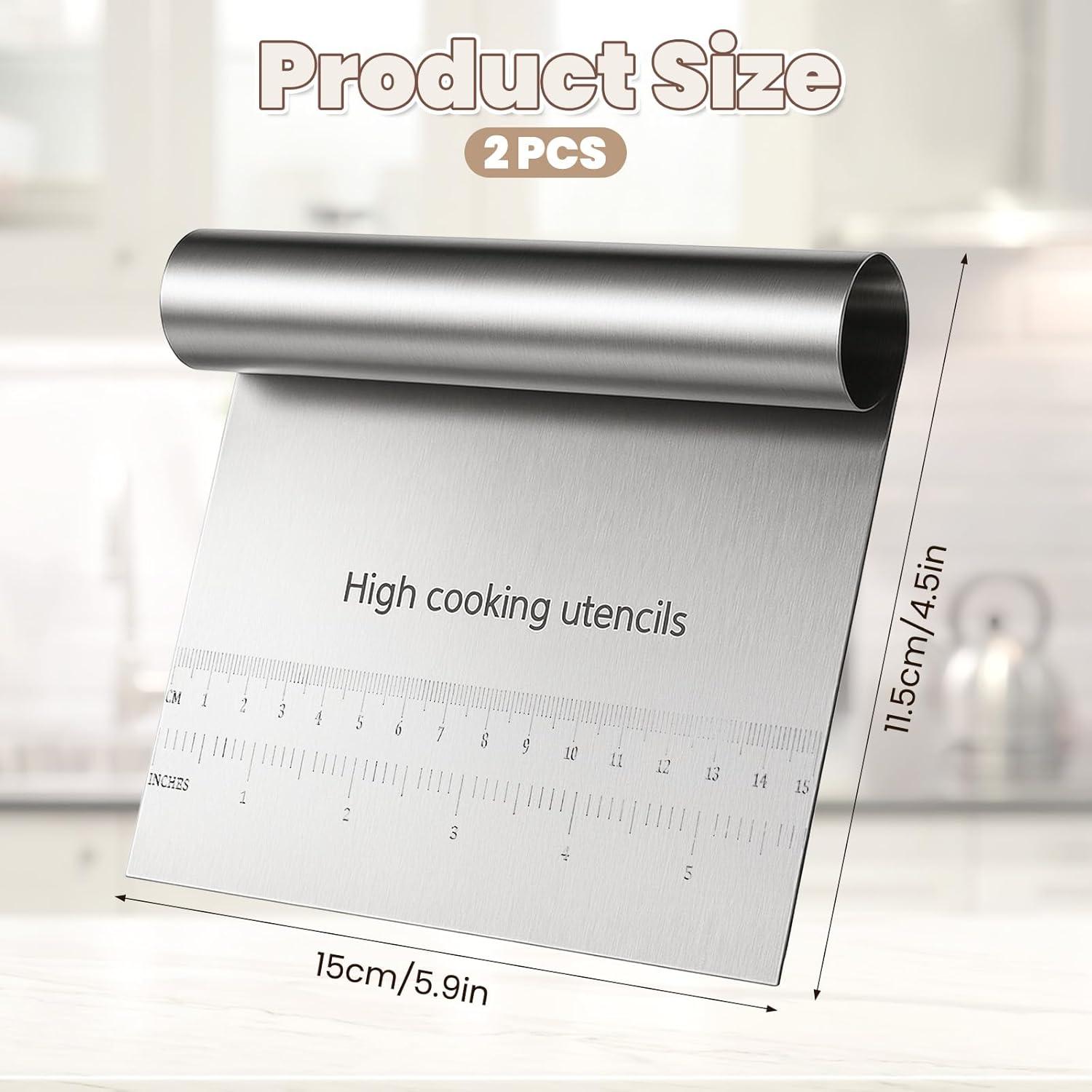Cortador Raspador de Masa de Banco JIYIN Acero Inoxidable 2Pcs