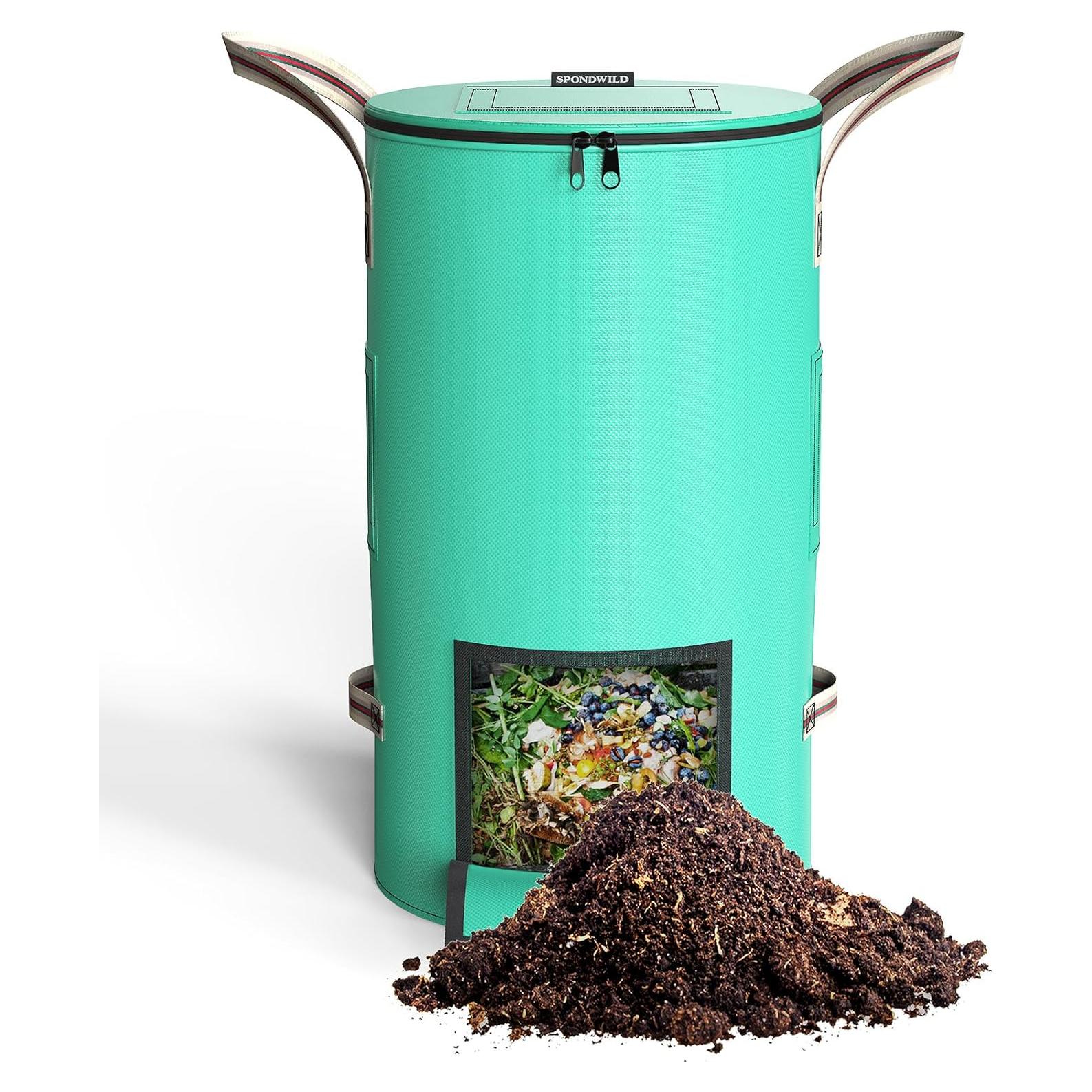 Contenedor de Compostaje Exterior SPONDWILD 54.4L Verde PE