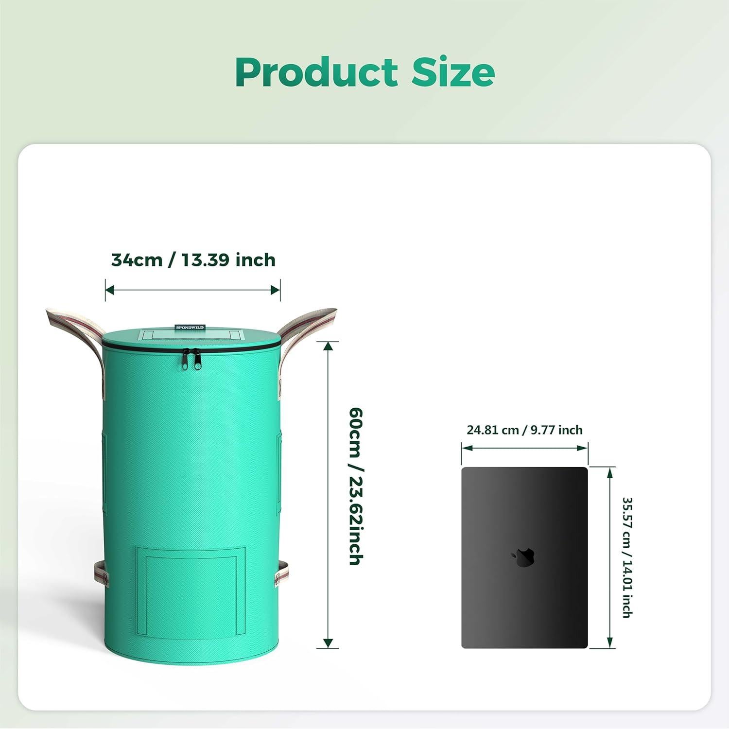 Contenedor de Compostaje Exterior SPONDWILD 54.4L Verde PE