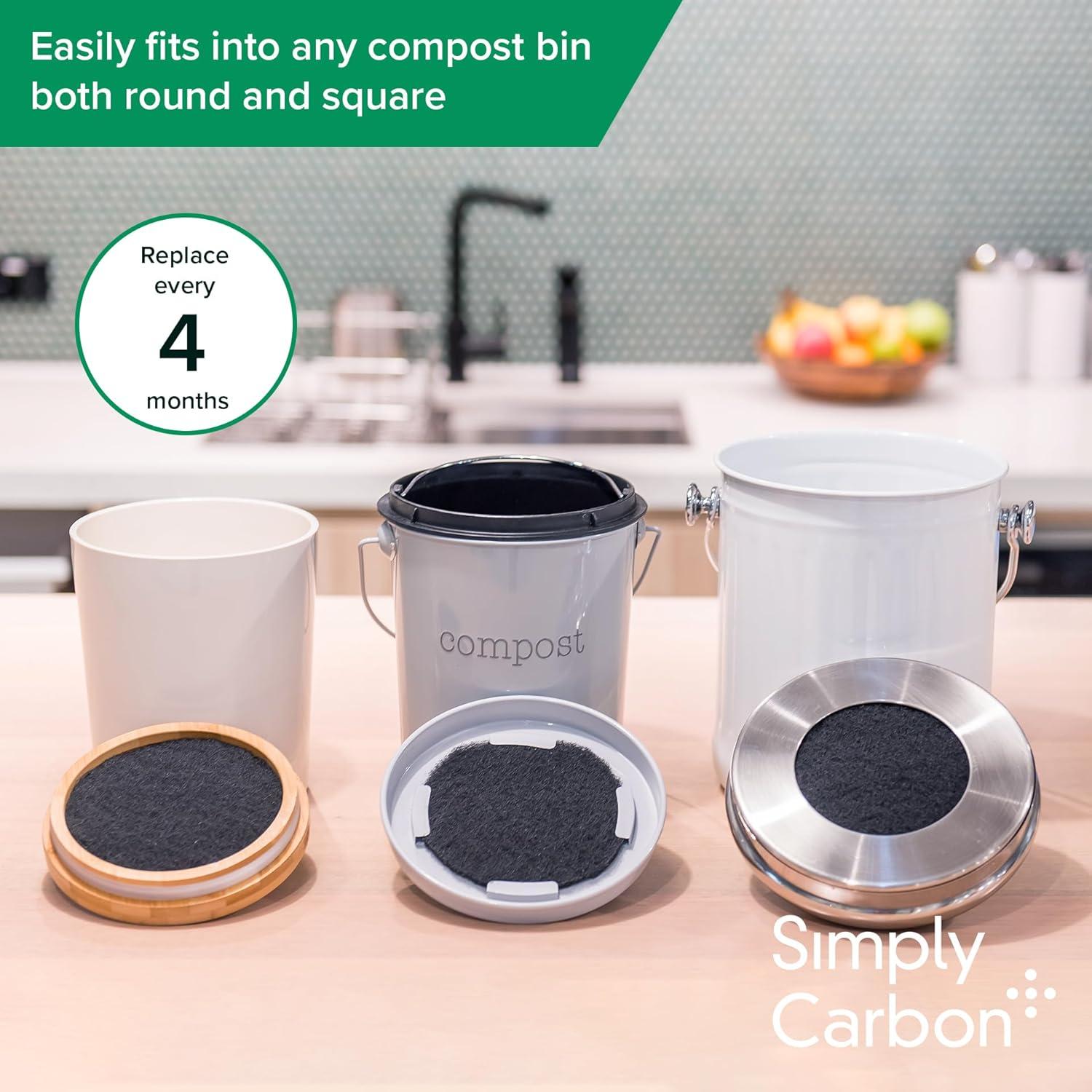 Filtros de Carbón Activado Simply Carbon para Cubos de Compostaje - Juego de 6