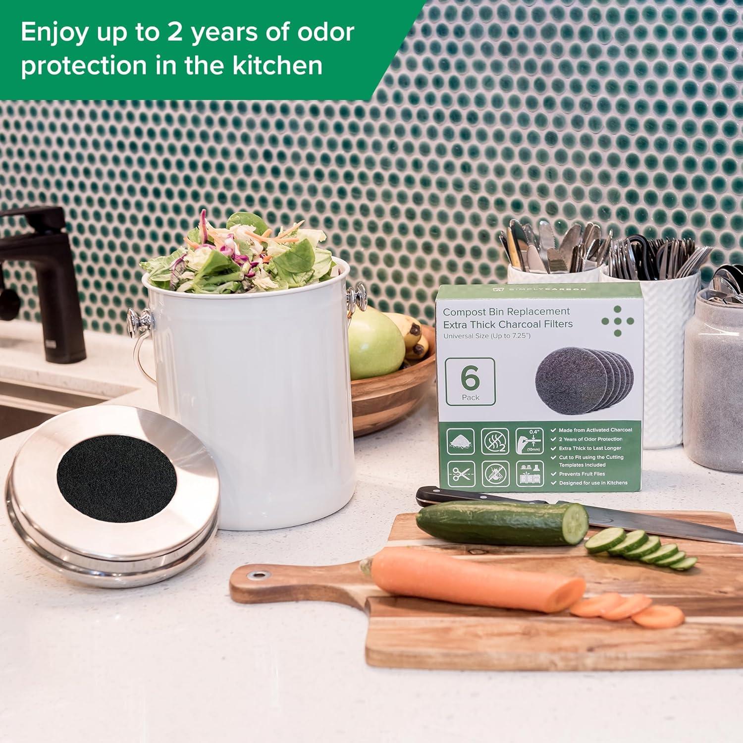Filtros de Carbón Activado Simply Carbon para Cubos de Compostaje - Juego de 6
