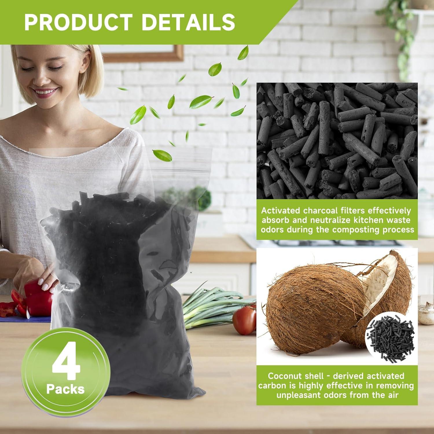 Recargas de Filtro de Carbón Activado Raneped para Compostador Lomi - Paquete de 4