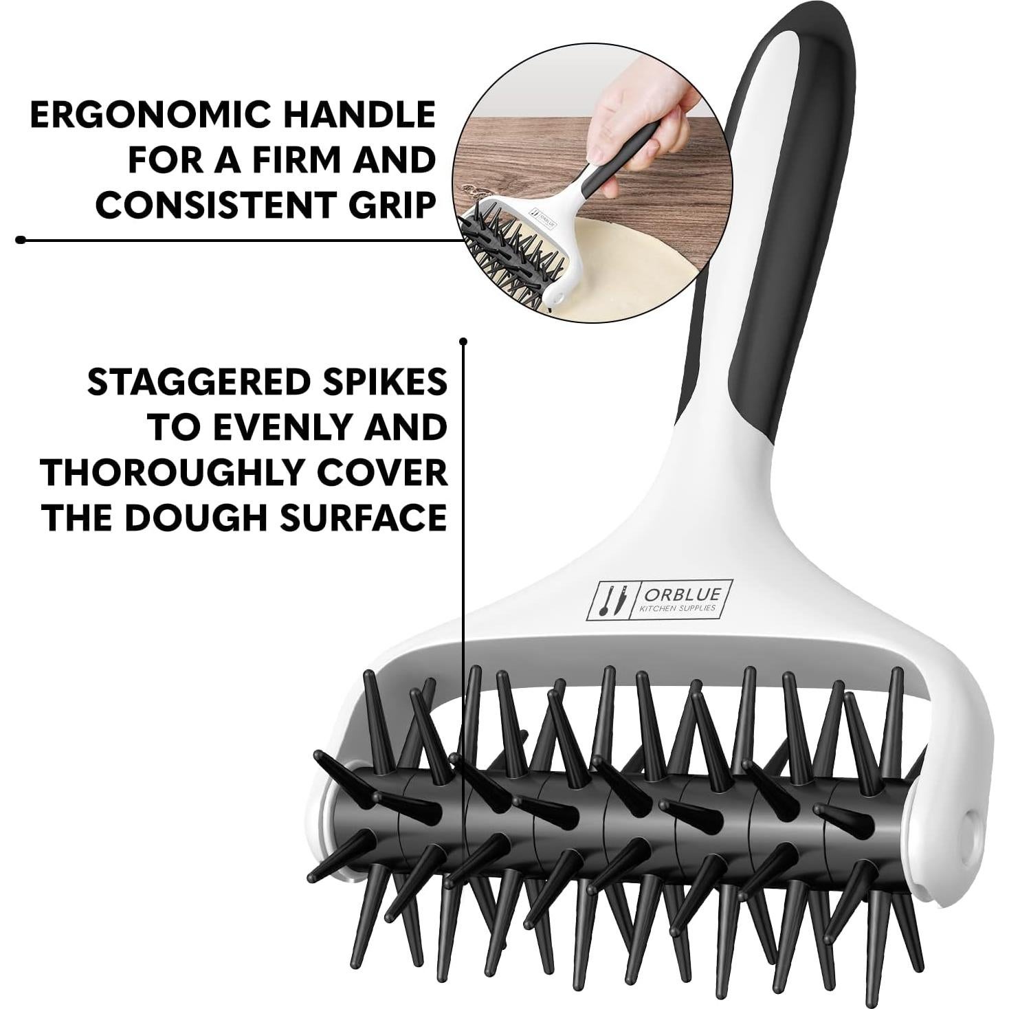 Rodillo Docker para Masa de Pizza Orblue - 21.34 cm, Negro