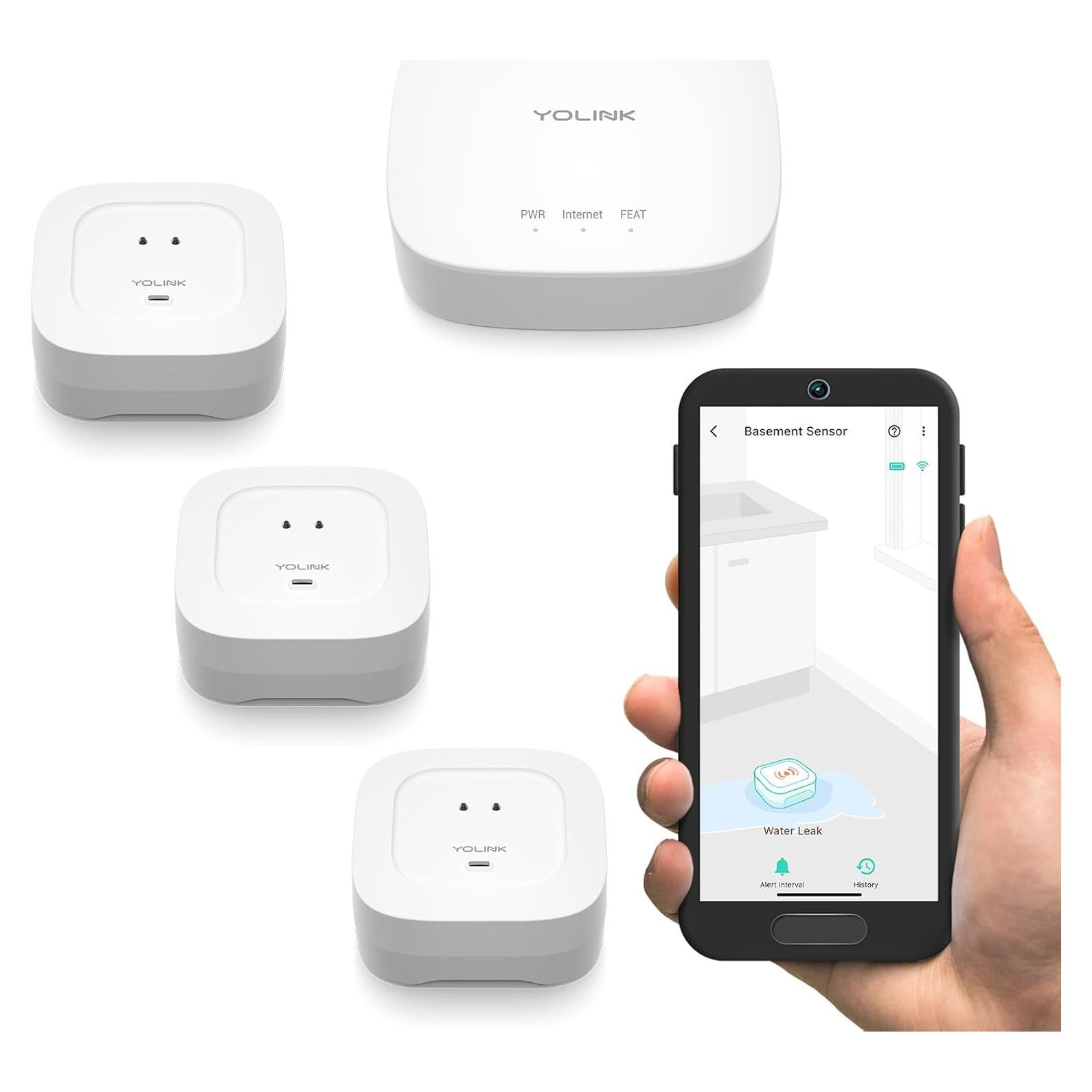 Kit de Inicio Hogar Inteligente YoLink con 3 Sensores de Fugas