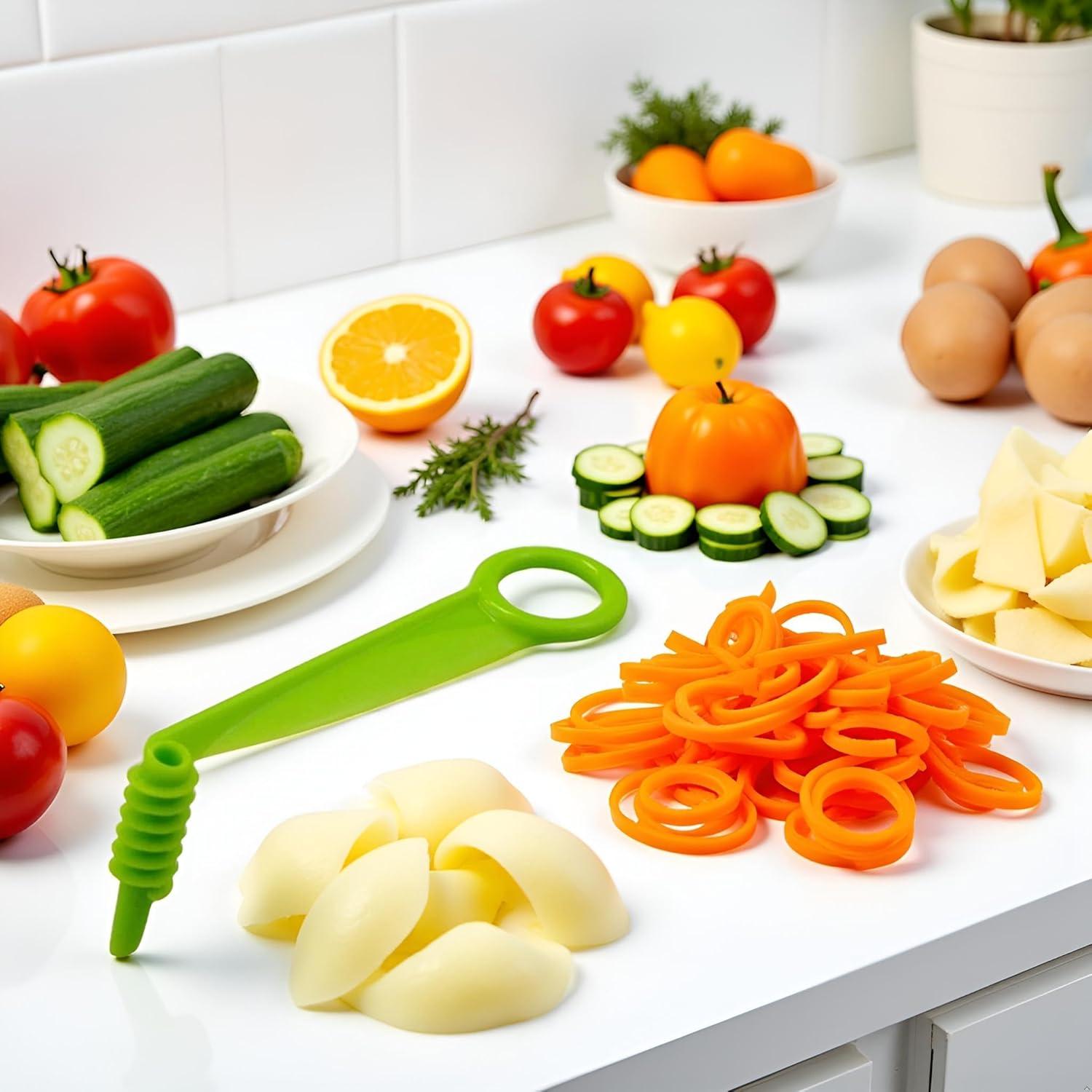 Cortador Espiral Manual DPWOUM Verde para Verduras y Decoración