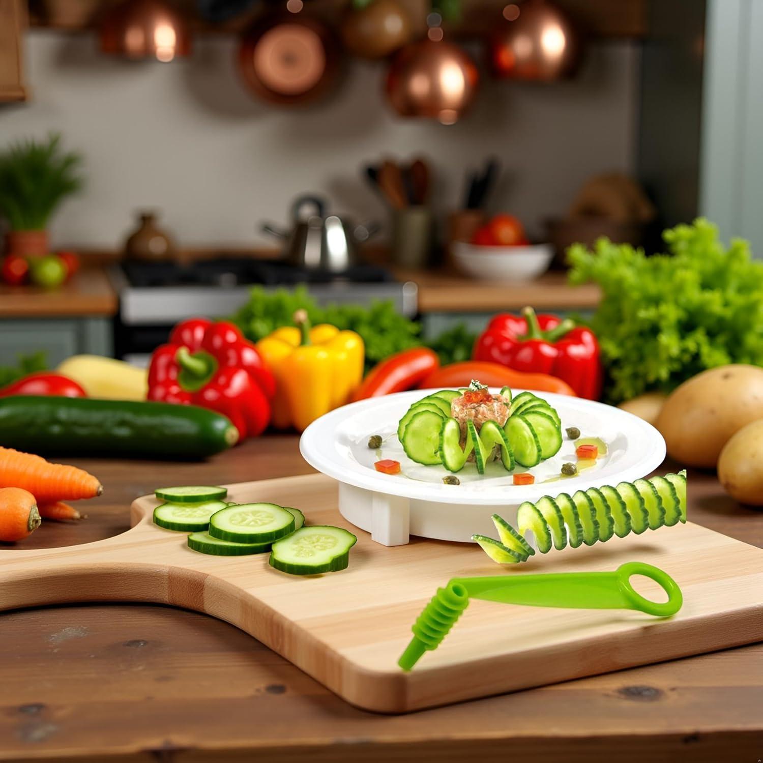 Cortador Espiral Manual DPWOUM Verde para Verduras y Decoración