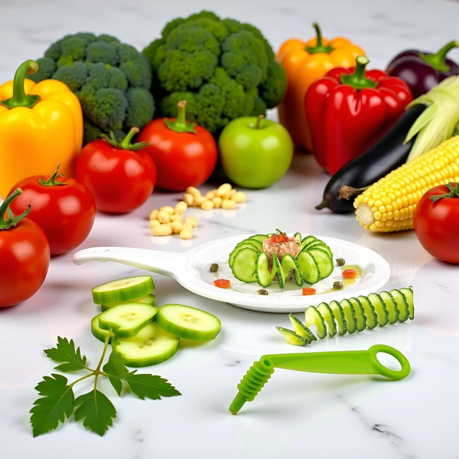 Cortador Espiral Manual DPWOUM Verde para Verduras y Decoración