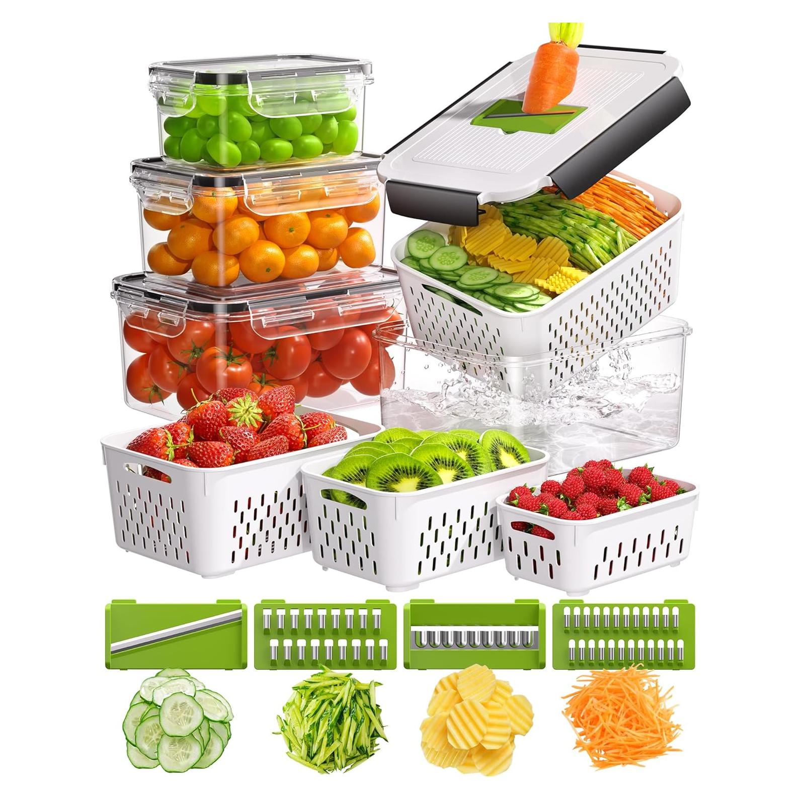 4 Contenedores de Almacenamiento Canfanni con Picadora y Colador