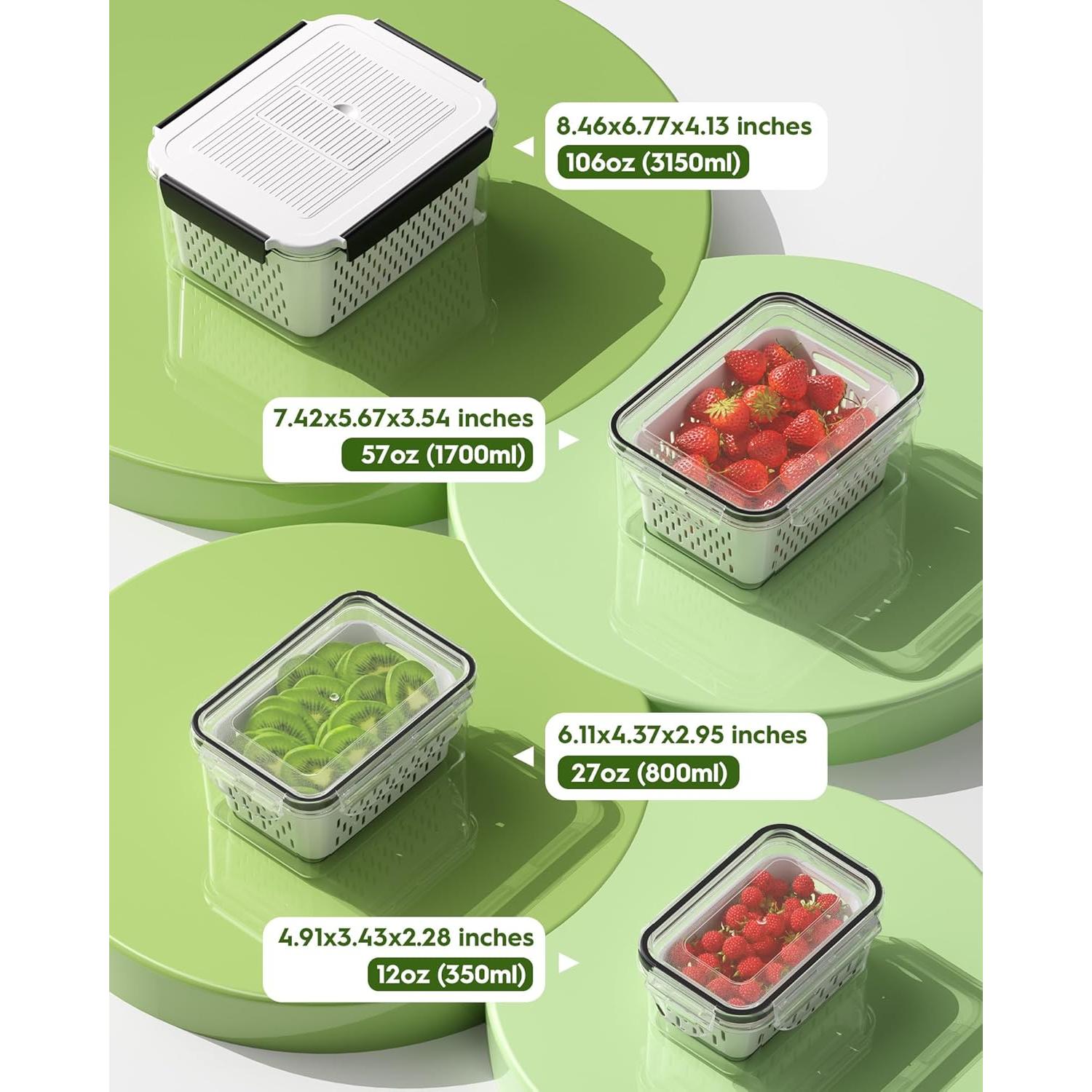 4 Contenedores de Almacenamiento Canfanni con Picadora y Colador