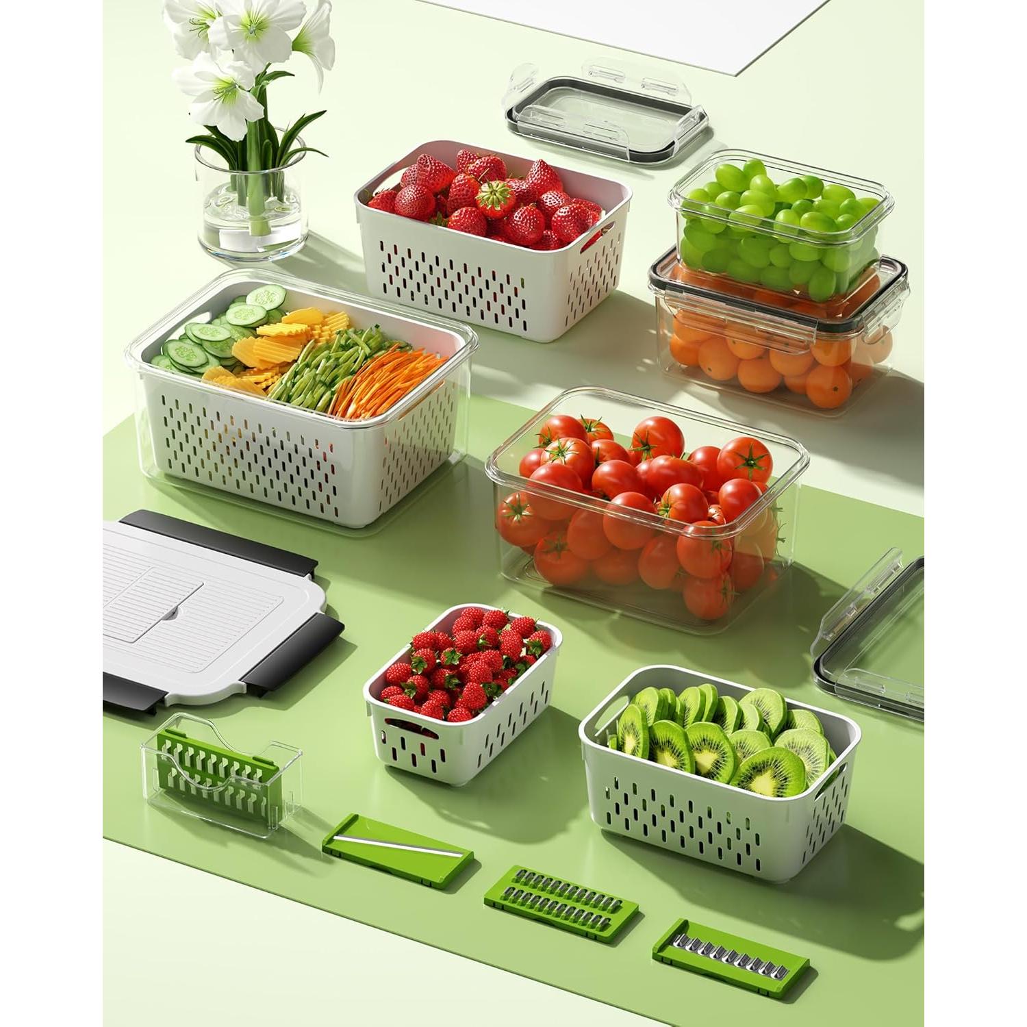 4 Contenedores de Almacenamiento Canfanni con Picadora y Colador