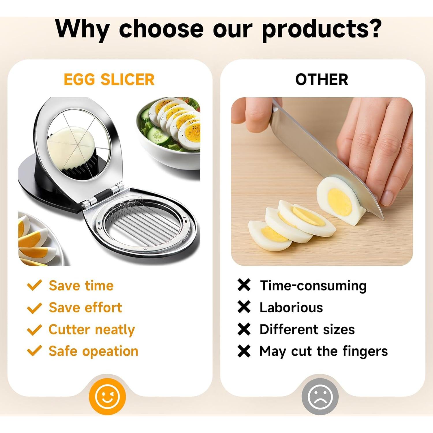 Cortador de Huevos y Frutas Arimagroup, Acero Inoxidable, 3 Estilos