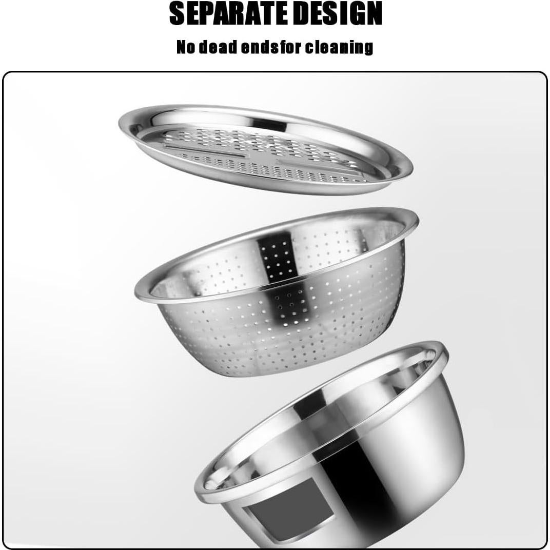 Rallador Colador 3 en 1 Slowtee Acero Inoxidable 26x10cm