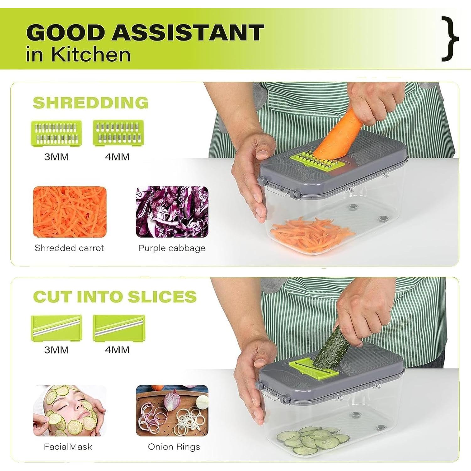 Cortador de Verduras Multifuncional URSMILEKIT 22 en 1 con 13 Cuchillas