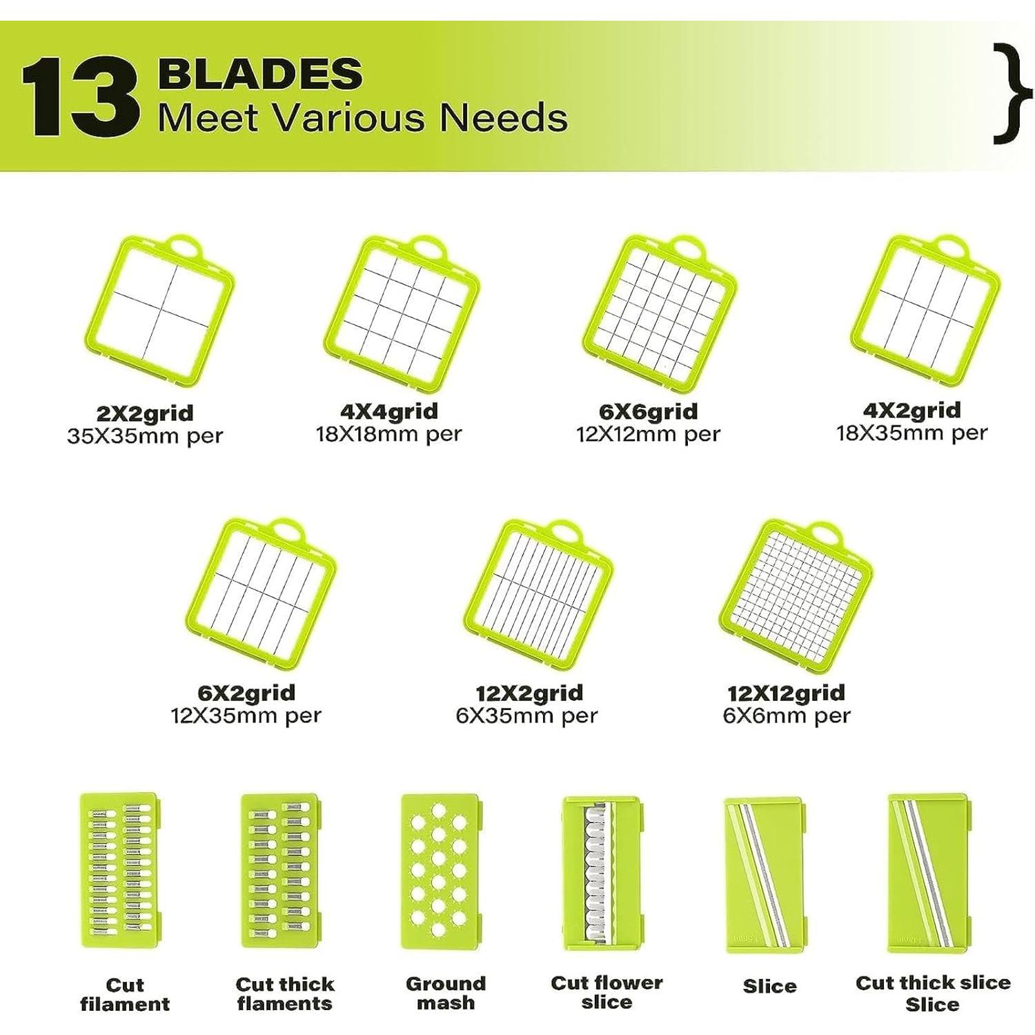 Cortador de Verduras Multifuncional URSMILEKIT 22 en 1 con 13 Cuchillas