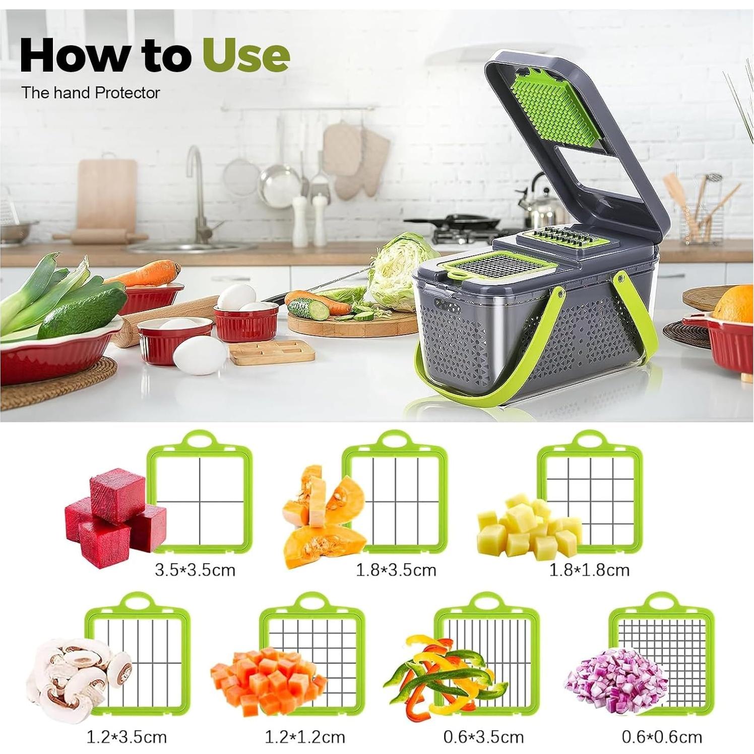 Cortador de Verduras Multifuncional URSMILEKIT 22 en 1 con 13 Cuchillas