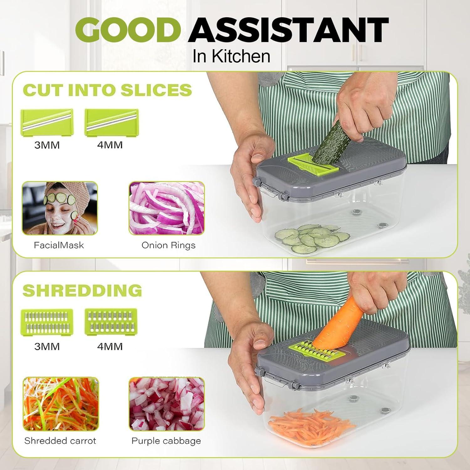 Cortador de Verduras Multifuncional URSMILEKIT 22 en 1 con 13 Cuchillas