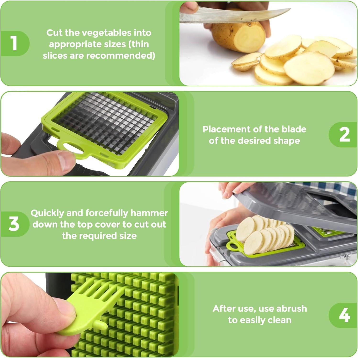 Cortador de Verduras Multifuncional URSMILEKIT 22 en 1 con 13 Cuchillas