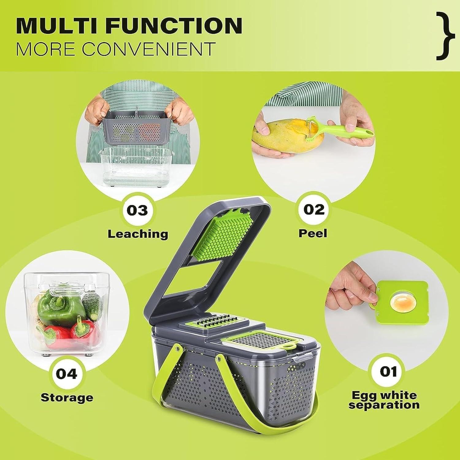 Cortador de Verduras Multifuncional URSMILEKIT 22 en 1 con 13 Cuchillas