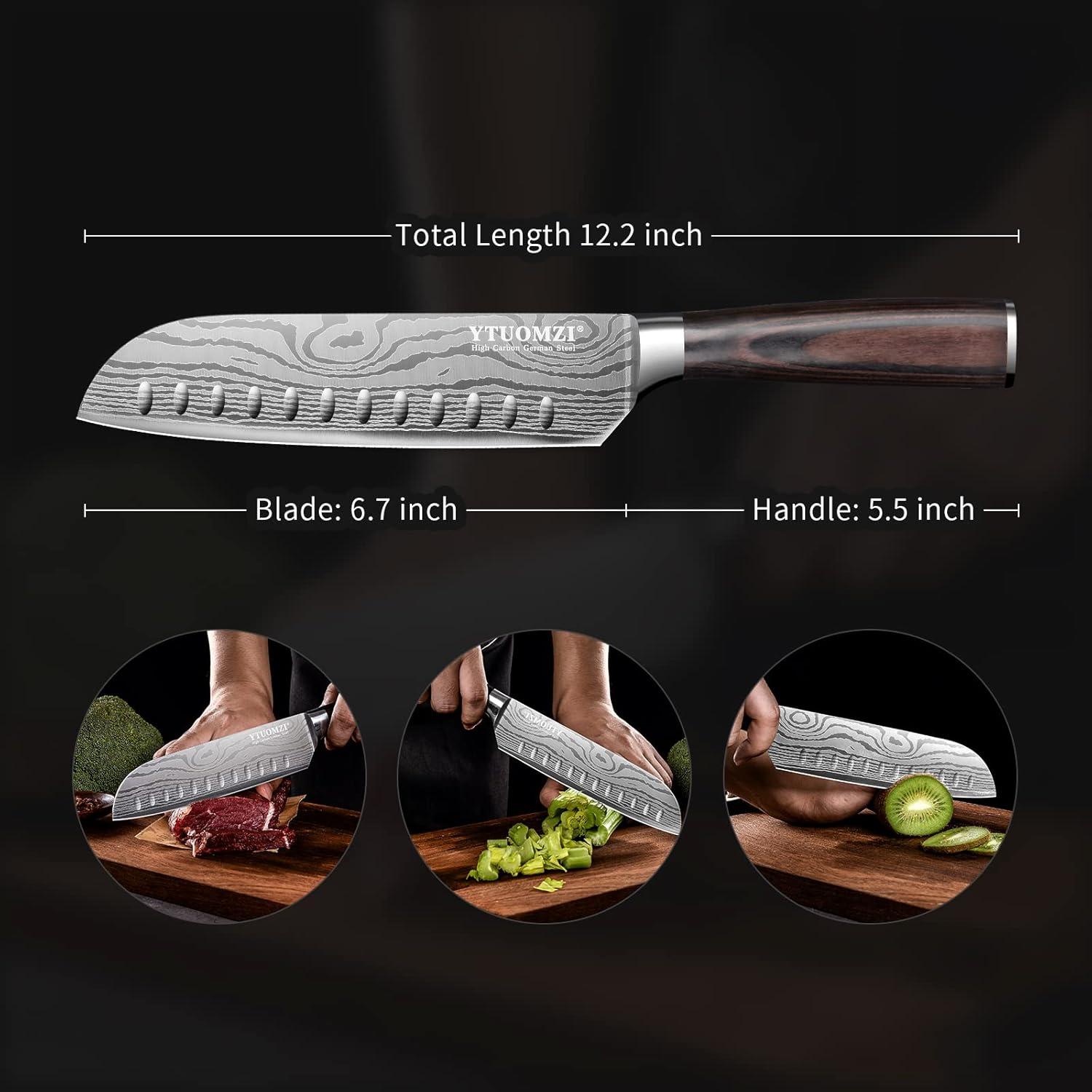 Cuchillo Santoku Ytuomzi 17.8 cm Acero Inoxidable Pakkawood