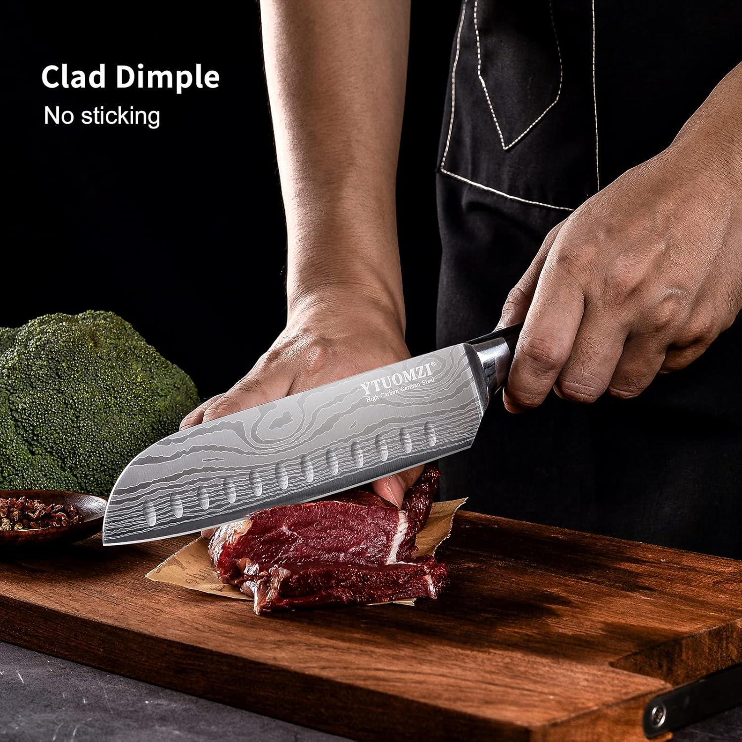 Cuchillo Santoku Ytuomzi 17.8 cm Acero Inoxidable Pakkawood