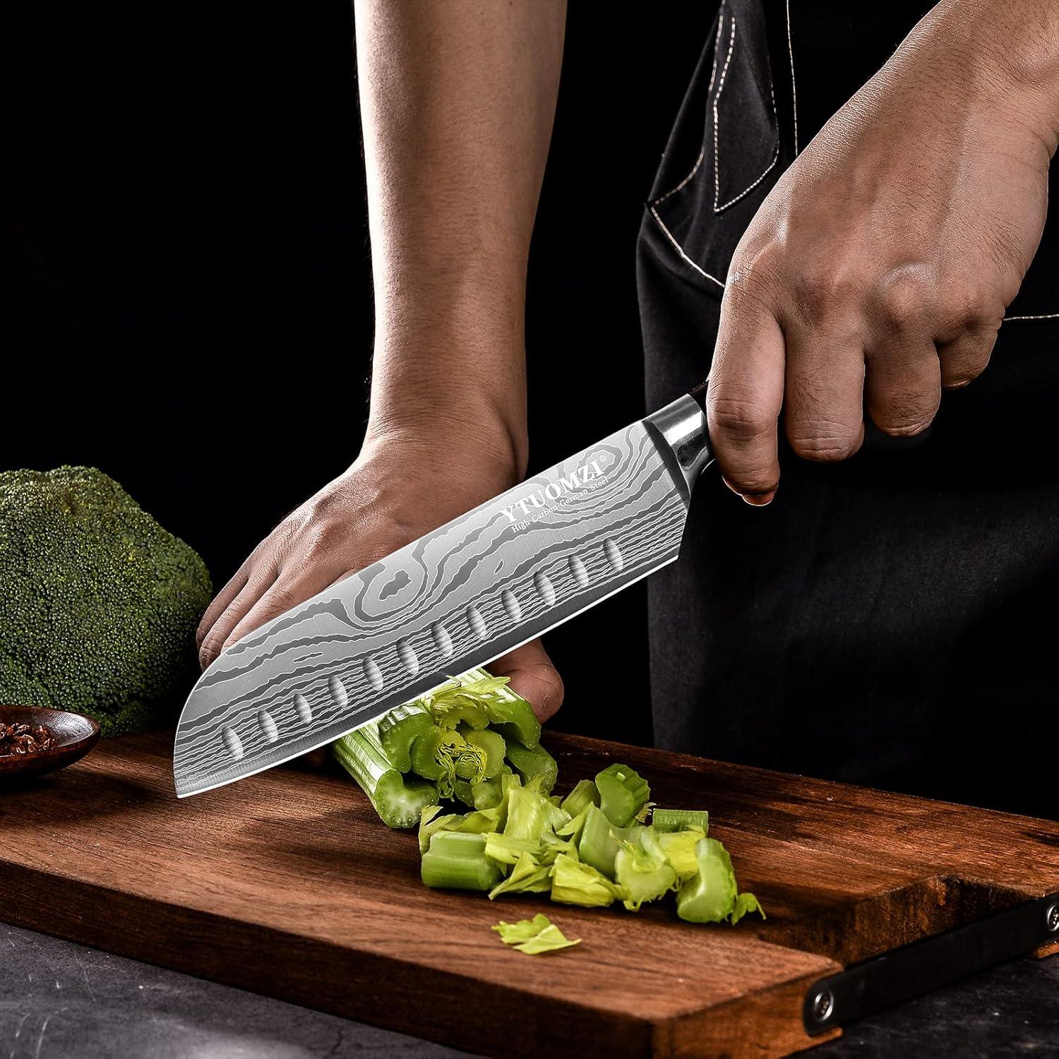 Cuchillo Santoku Ytuomzi 17.8 cm Acero Inoxidable Pakkawood
