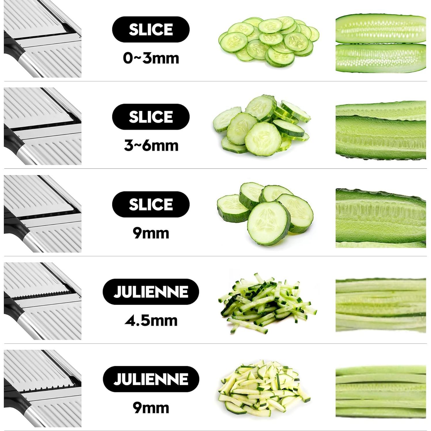 Rebanador Mandolina Ajustable Supernal de Acero Inoxidable 5 en 1