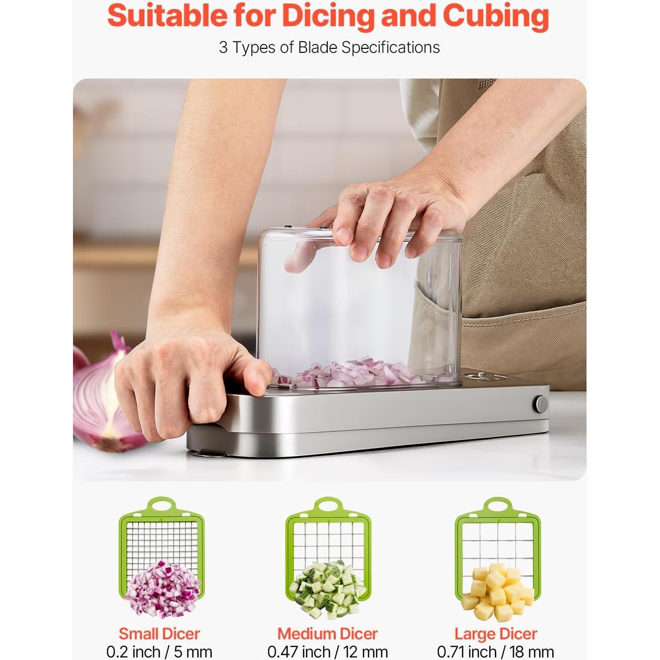 Picador de Verduras VEVOR con 3 Cuchillas de Acero Inoxidable